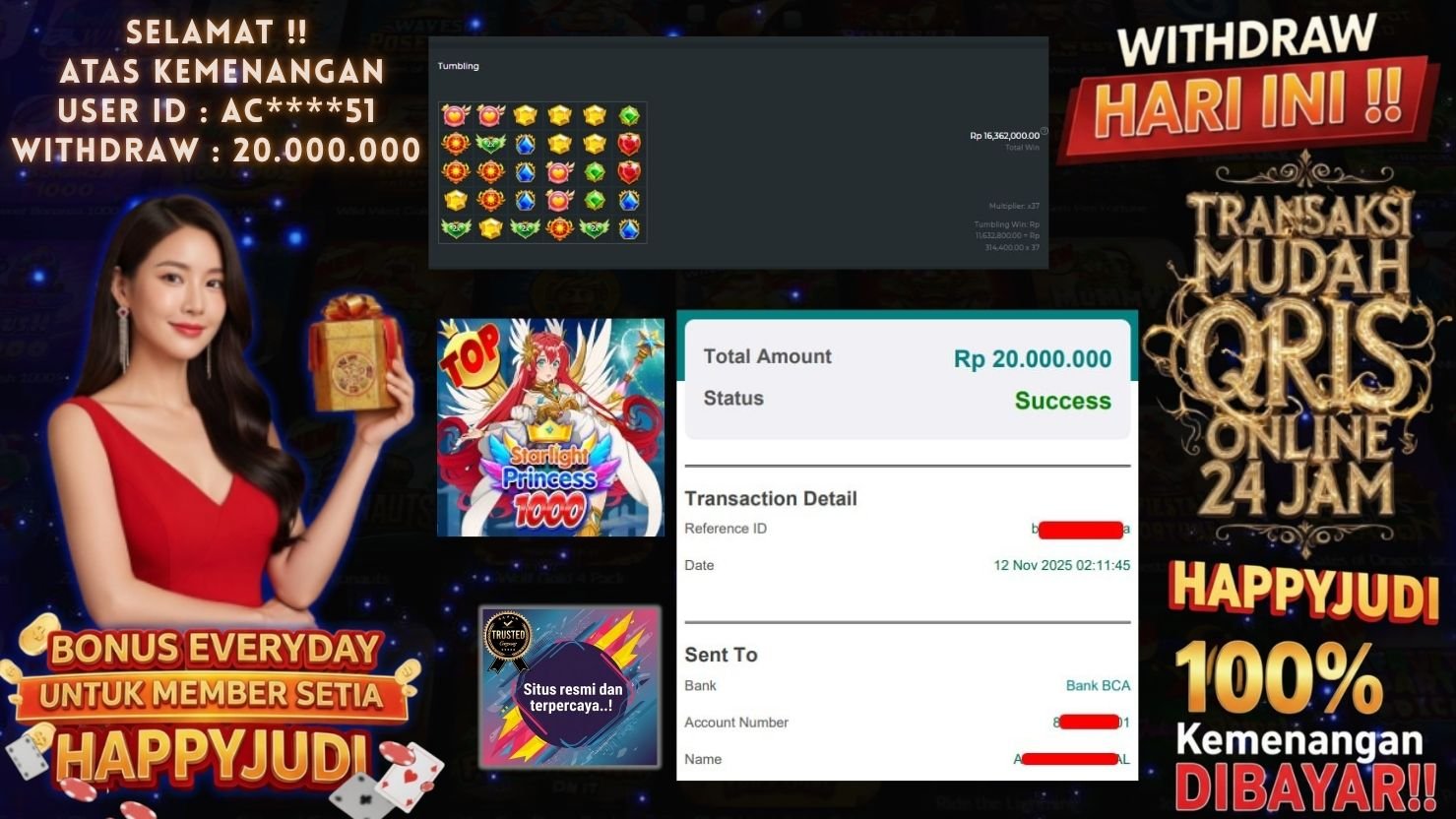 HAPPYJUDI JACKPOT SLOT STARLIGHT PRINCESS 1000